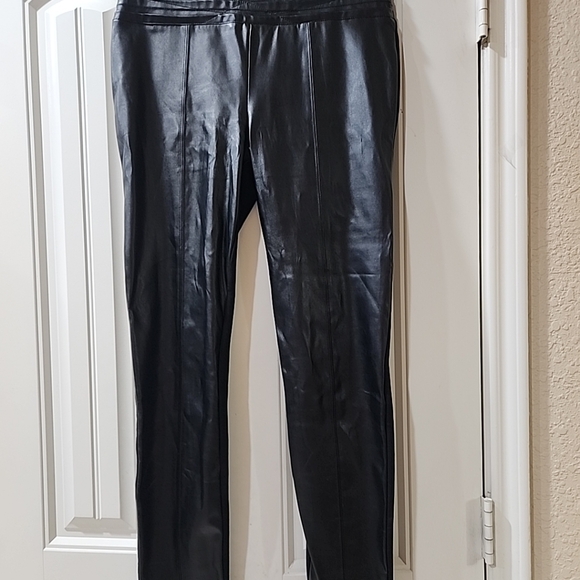 bebe Pants - Bebe Black Leather-Style Trousers